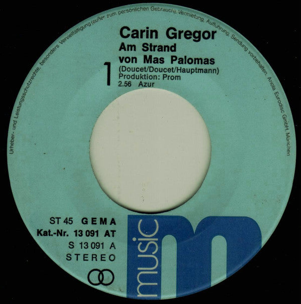 Carin Gregor : Am Strand Von Mas Palomas (7")