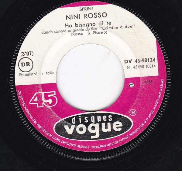 Nini Rosso : Il Silenzio / Ho Bisogno Di Te (7", Single)