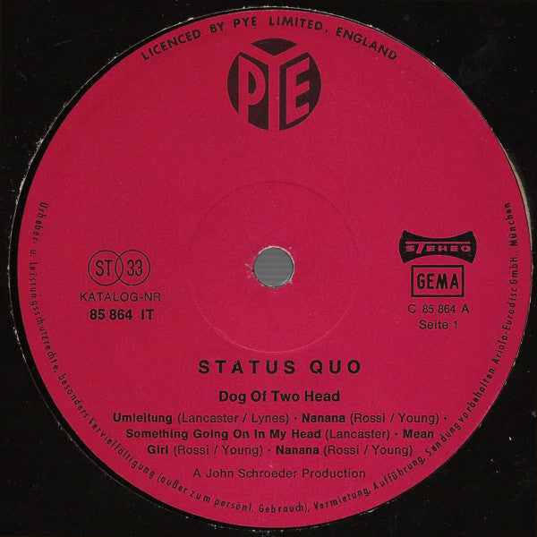 Status Quo : Dog Of Two Head (LP, Album, RP, Gat)