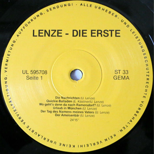 Udo Lenze (2) : Lenze - Die Erste (LP, Album)