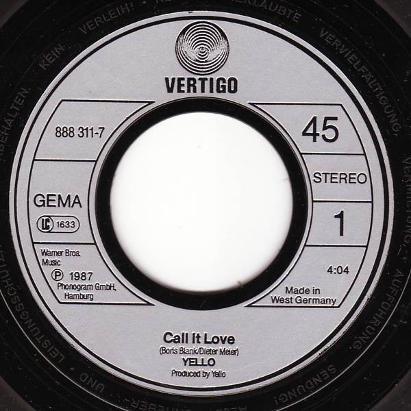 Yello : Call It Love (7", Single)