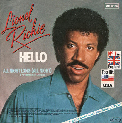 Lionel Richie : Hello (7", Single)