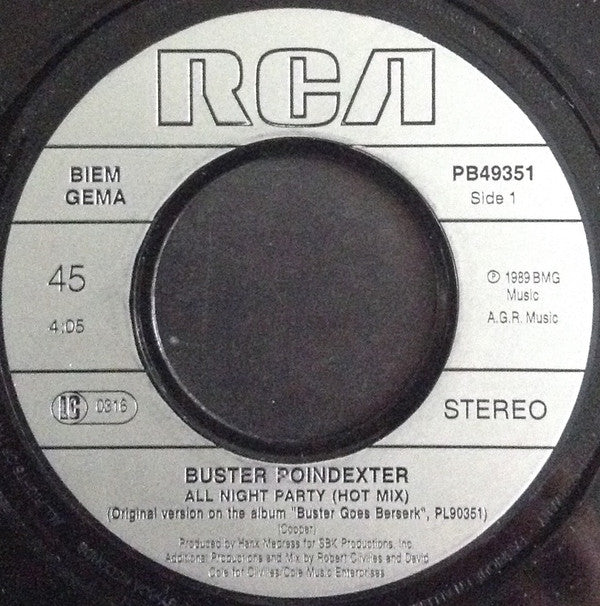 Buster Poindexter : All Night Party (7", Single)