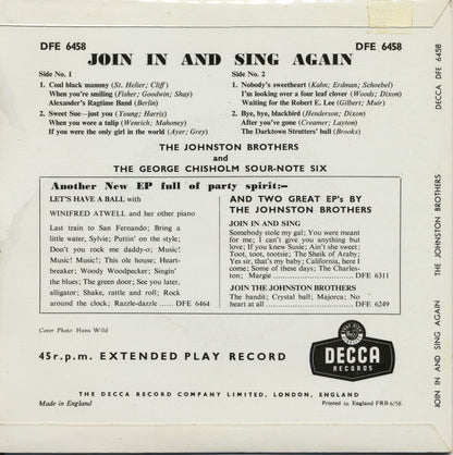 The Johnston Brothers, The George Chisholm Sour-Note Six : Join In And Sing Again (7", EP, Tri)