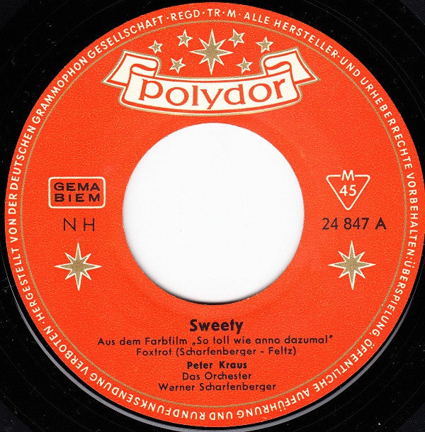 Peter Kraus : Sweety (7", Single, Mono)