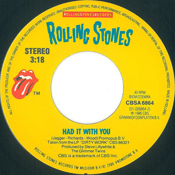 The Rolling Stones : Harlem Shuffle (7", Single)