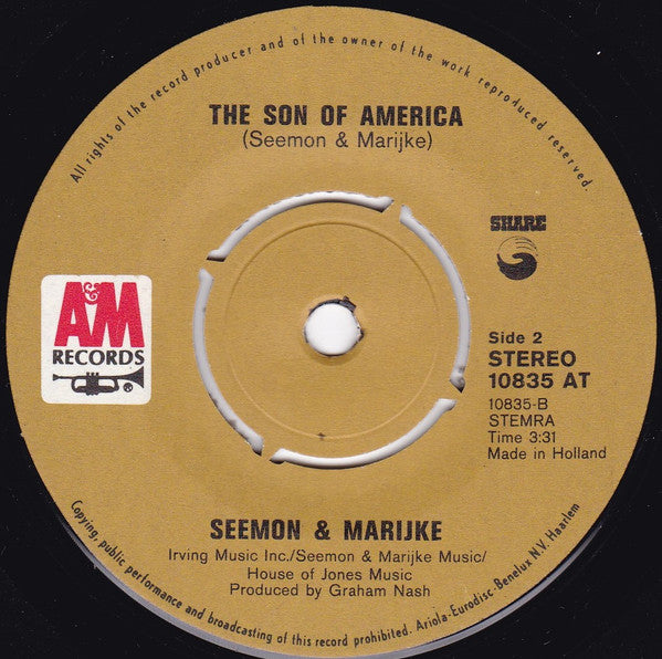 Seemon & Marijke : I Saw You / The Son Of America (7", Single)