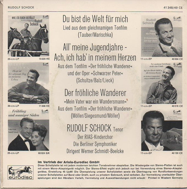 Rudolf Schock : Du Bist Die Welt Für Mich (7", EP, Mono)