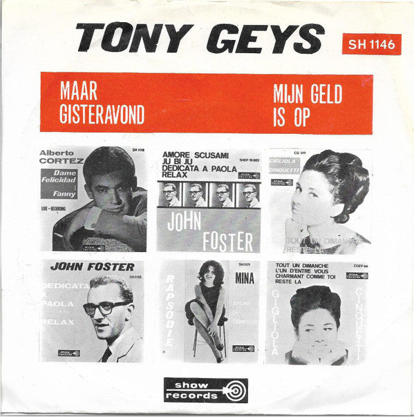 Tony Geys : Maar Gisteravond (7", Single)