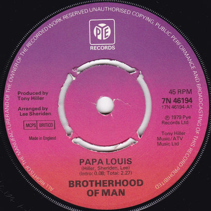 Brotherhood Of Man : Papa Louis / For You (7", Single, Kno)