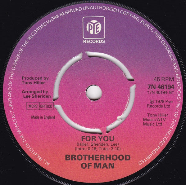 Brotherhood Of Man : Papa Louis / For You (7", Single, Kno)