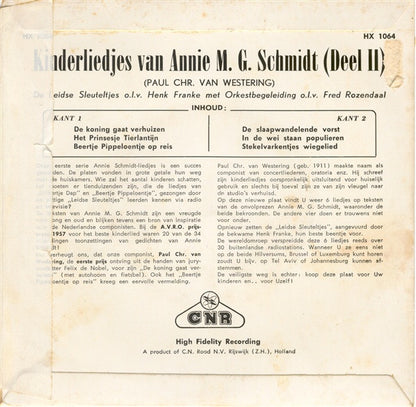 De Leidse Sleuteltjes : Kinderliedjes Van Annie M.G. Schmidt (Deel II) (7")