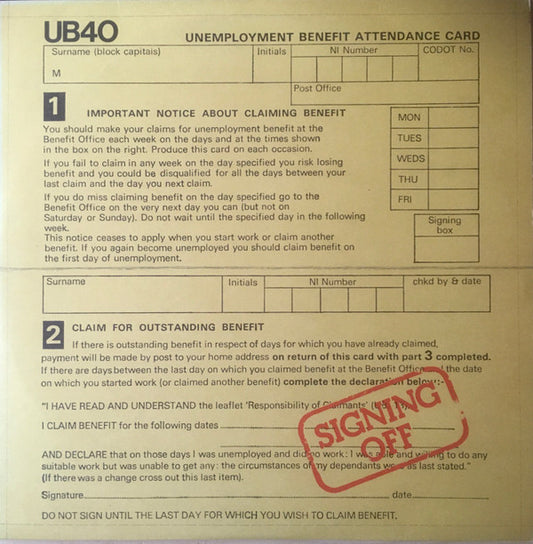 UB40 : Signing Off (LP, Album + 12")