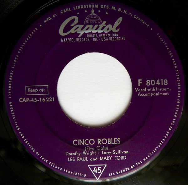 Les Paul & Mary Ford : San Antonio Rose / Cinco Robles (7", Single)