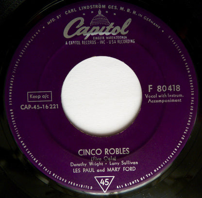 Les Paul & Mary Ford : San Antonio Rose / Cinco Robles (7", Single)