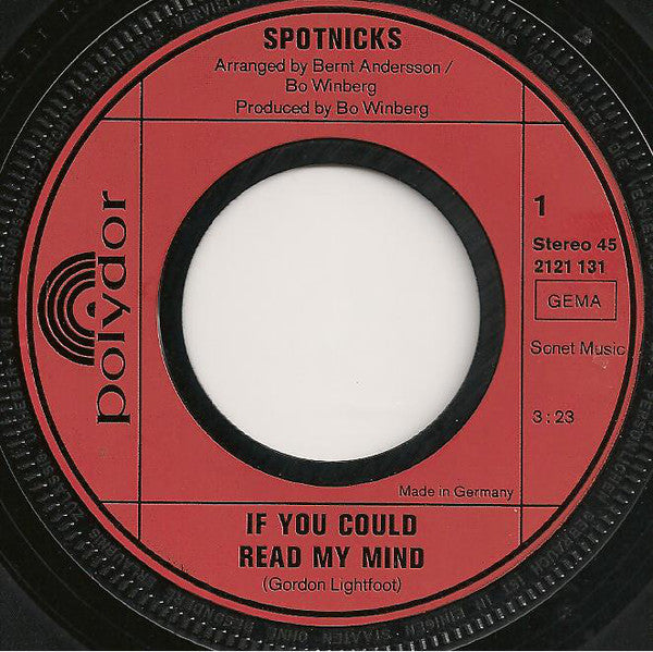 The Spotnicks : If You Could Read My Mind (7", Single)