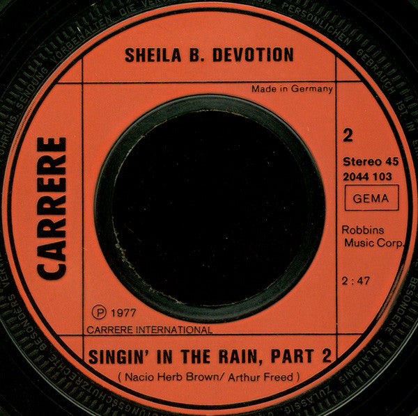 Sheila & B. Devotion : Singin' In The Rain (7", Single)