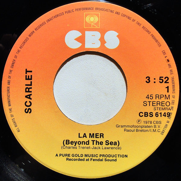 Scarlet (31) : La Mer (Beyond The Sea) (7", Single)