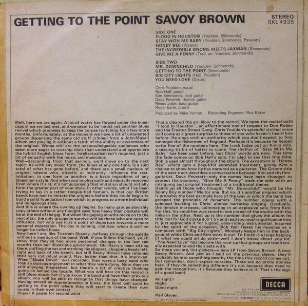 Savoy Brown : Getting To The Point (LP, Album, Unb)