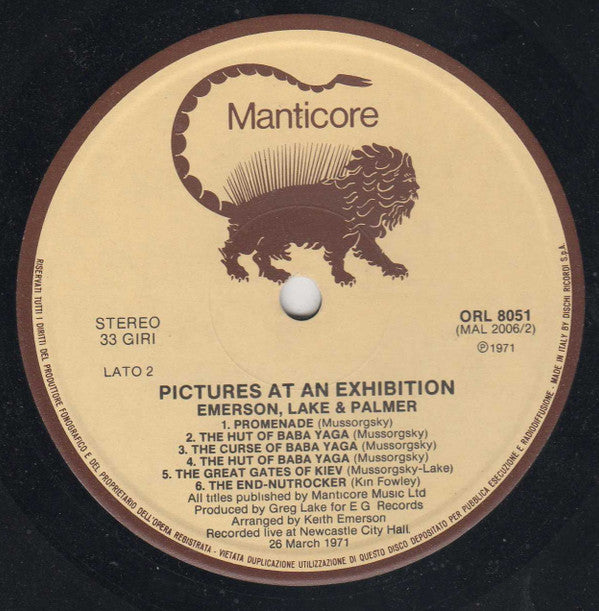 Emerson, Lake & Palmer : Pictures At An Exhibition (LP, Album, RE)