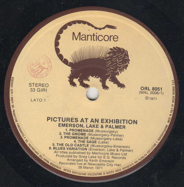 Emerson, Lake & Palmer : Pictures At An Exhibition (LP, Album, RE)