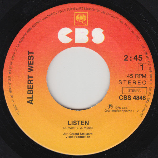 Albert West : Listen  (7", Single)