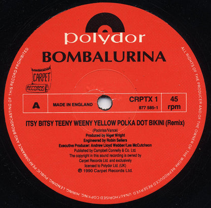 Bombalurina : Itsy Bitsy Teeny Weeny Yellow Polka Dot Bikini (12")