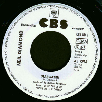 Neil Diamond : Stargazer (7", Single, Promo)