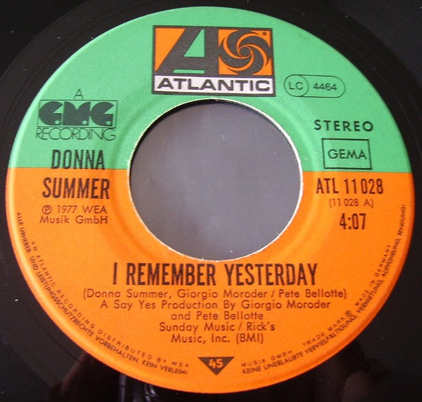 Donna Summer : I Remember Yesterday (7", Single)