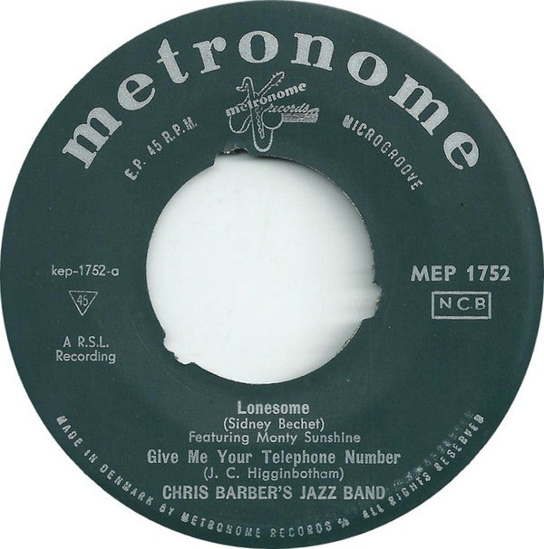 Chris Barber's Jazz Band : Lonesome (7", EP)