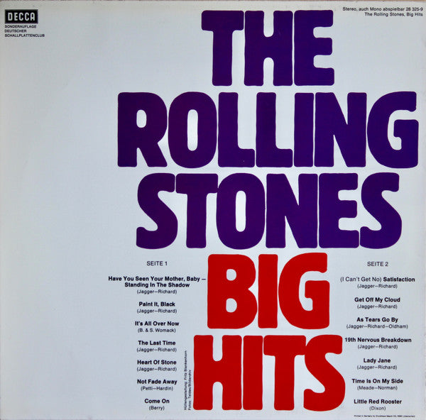 The Rolling Stones : Big Hits (LP, Comp, Club, RE)