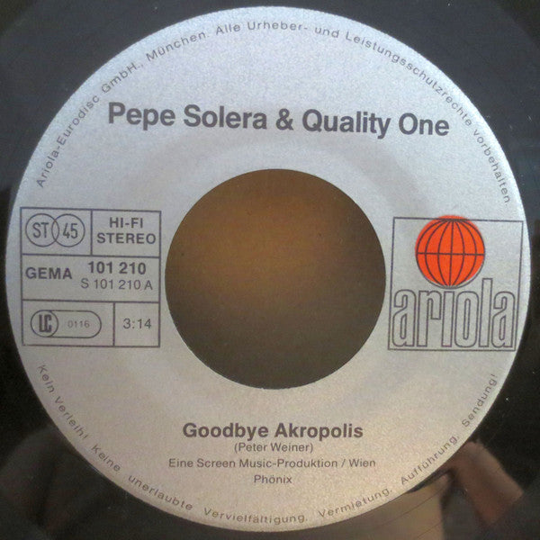 Giuseppe Solera & Quality One : Akropolis Goodbye (7", Single)