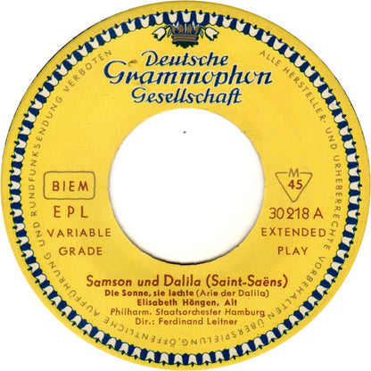 Camille Saint-Saëns - Elisabeth Höngen : Samson Und Dalila (7", EP, RE)