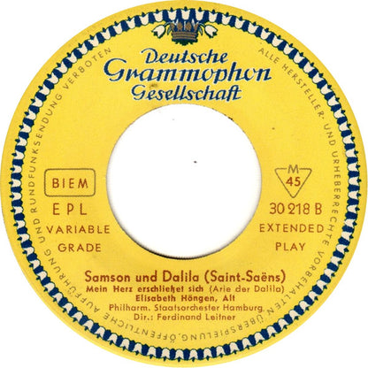 Camille Saint-Saëns - Elisabeth Höngen : Samson Und Dalila (7", EP, RE)