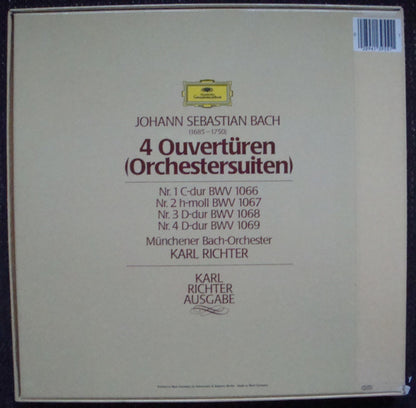 Johann Sebastian Bach, Münchener Bach-Orchester, Karl Richter : 4 Ouvertüren (Orchestersuiten) (2xLP, RE + Box)