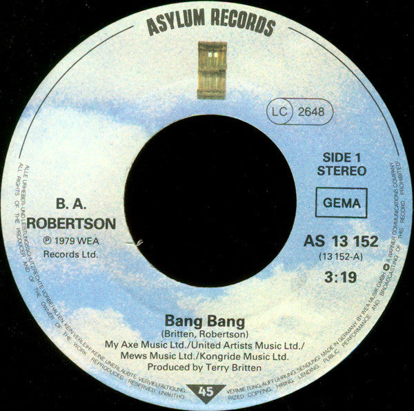 B. A. Robertson : Bang Bang (7", Single)