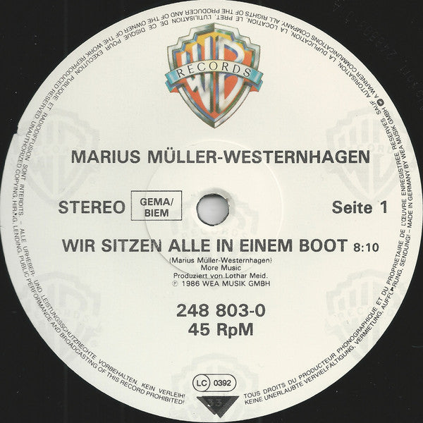 Marius Müller-Westernhagen : Wir Sitzen Alle In Einem Boot (12", Maxi)