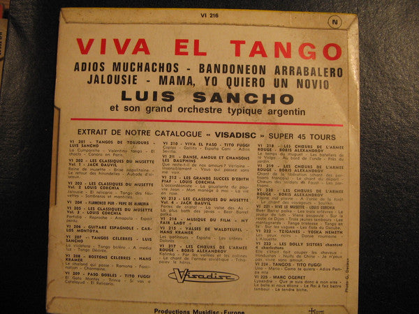 Luis Sancho Et Son Grand Orchestre Typique Argentin : Viva El Tango (7", EP)