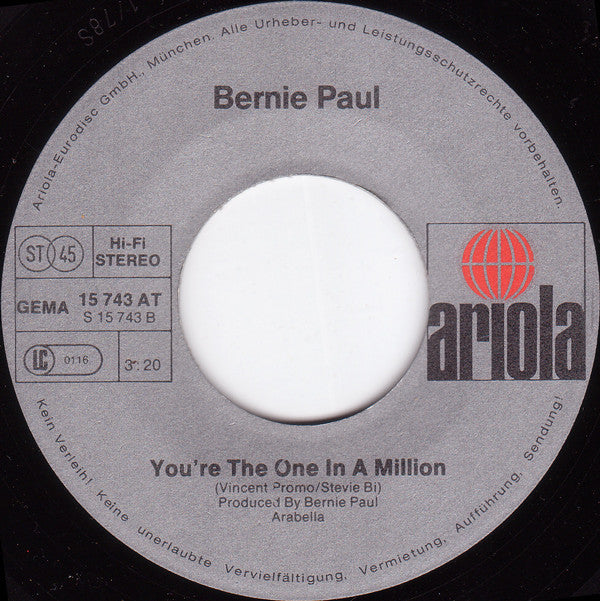 Bernie Paul : Lucky (7", Single)