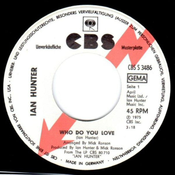 Ian Hunter : Who Do You Love (7", Single, Promo)