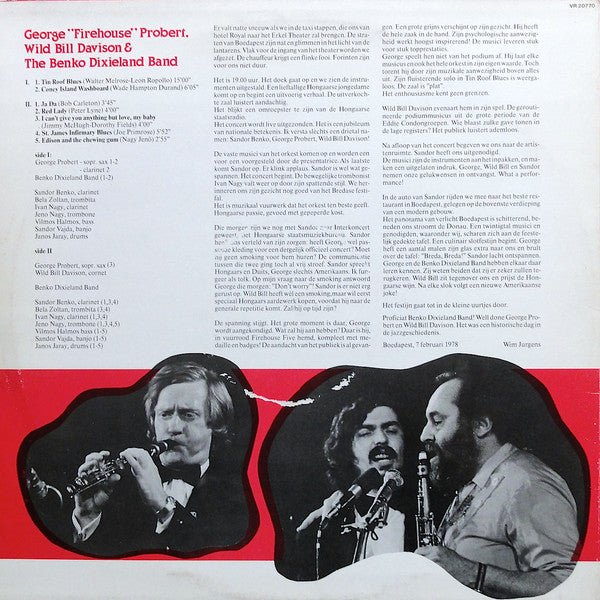 George Probert, Wild Bill Davison & Benkó Dixieland Band : George "Firehouse" Probert, Wild Bill Davison & The Benko Dixieland Band (LP, Album)