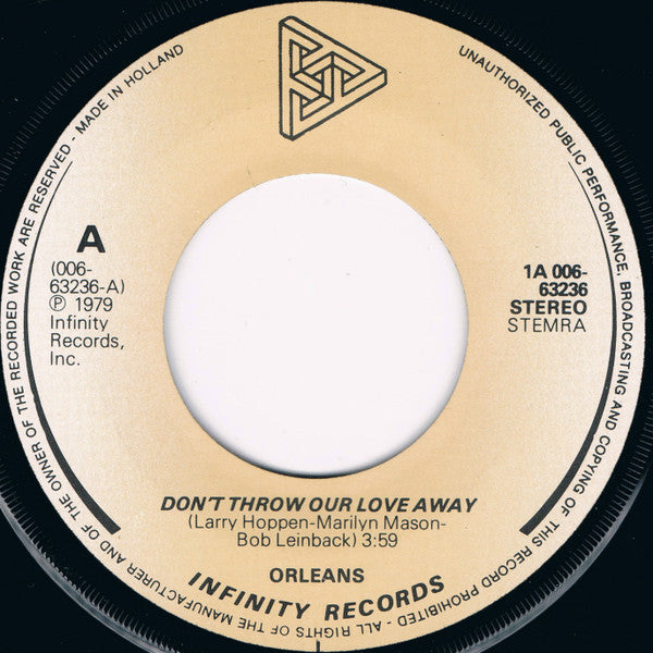 Orleans : Don't Throw Our Love Away (7", Single)