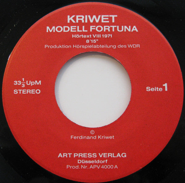 Ferdinand Kriwet : Modell Fortuna (7")