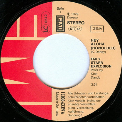 Emly Starr Explosion : Hey Aloha (Honolulu) (7", Single)