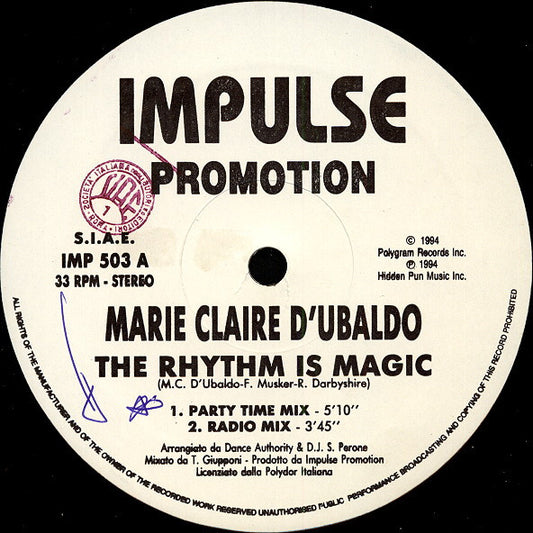 Marie Claire D'Ubaldo* : The Rhythm Is Magic (12")