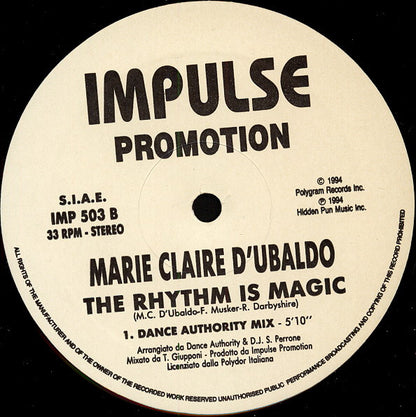 Marie Claire D'Ubaldo* : The Rhythm Is Magic (12")