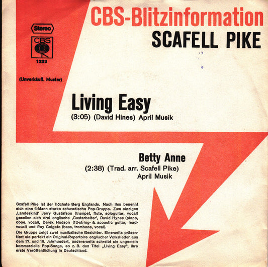 Scafell Pike : Living Easy (7", Single, Promo)