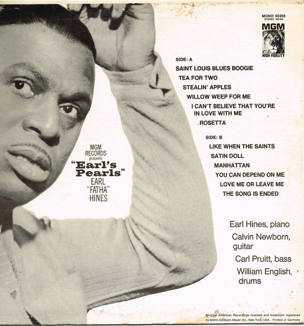 Earl Hines : Earl's Pearls (LP, Album, Mono)