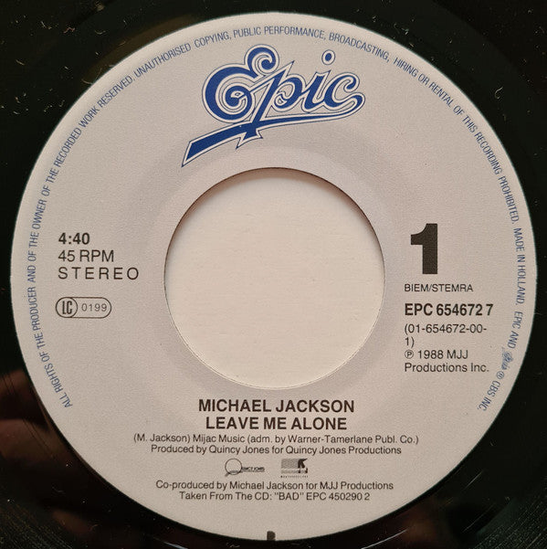 Michael Jackson : Leave Me Alone (7", Single)