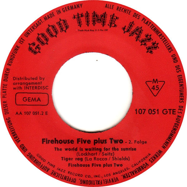 Firehouse Five Plus Two : Firehouse Five Plus Two Vol. 2 (7", EP)